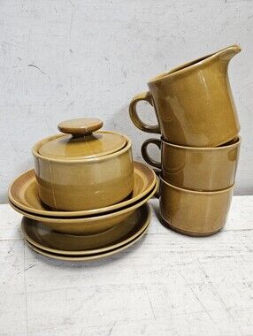 9pc. Fashion Manor Stoneware FLORA Breakfast Set Vintage Mid Century Modern MCM